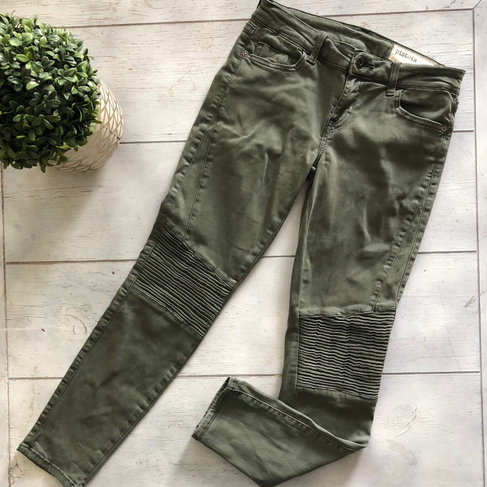 Pistola army green Moto style Jeans 26